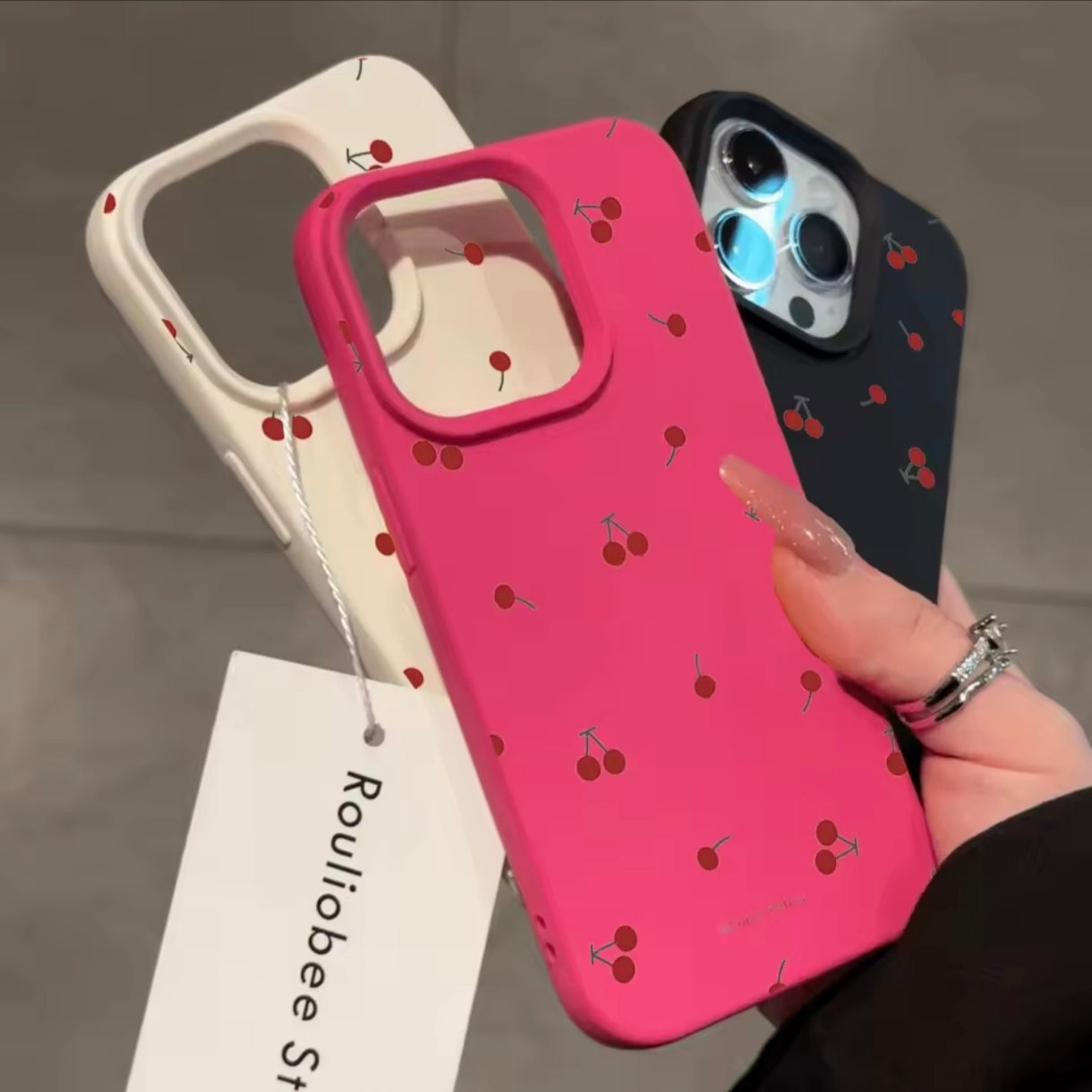 iPhone 12 Pro Max Cherry Printed Silicone Case