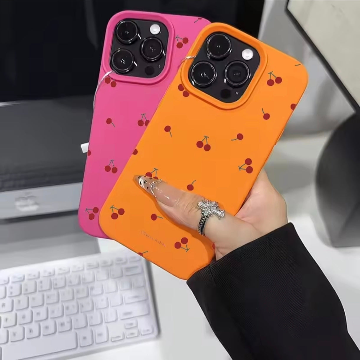 iPhone 12 Pro Max Cherry Printed Silicone Case