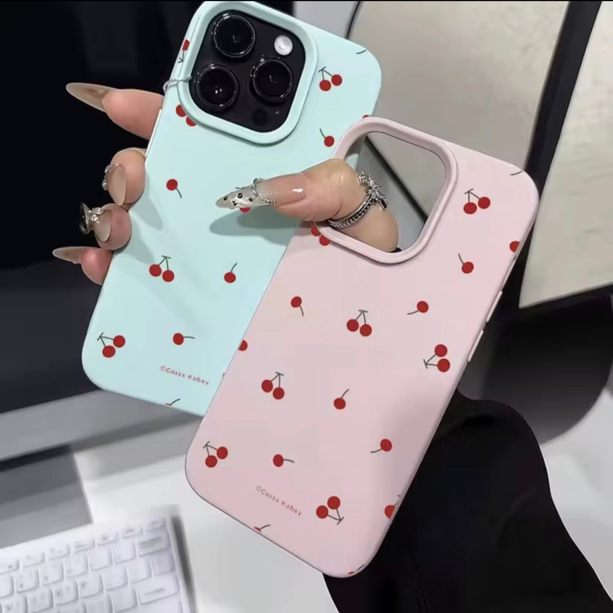 iPhone 12 Pro Max Cherry Printed Silicone Case