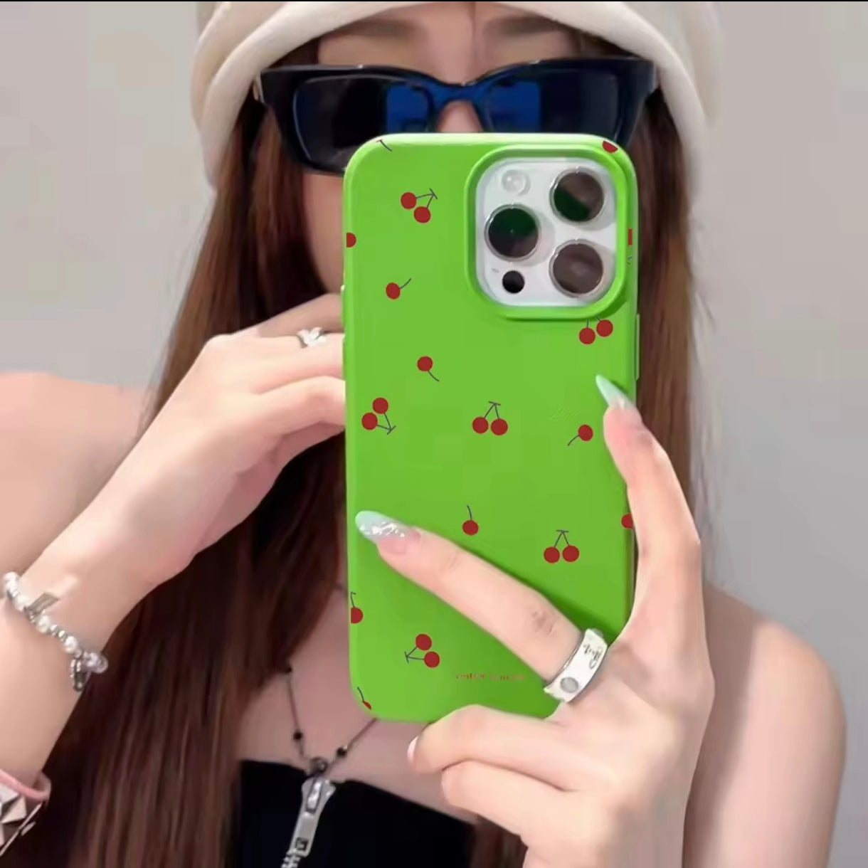 iPhone 12 Pro Max Cherry Printed Silicone Case