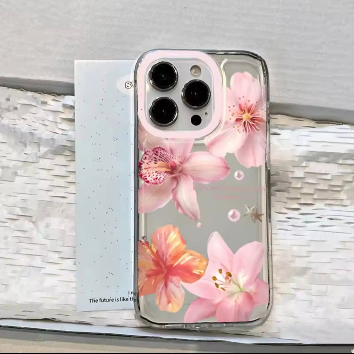iPhone 12 Pro Max Flowers Print Clear Case