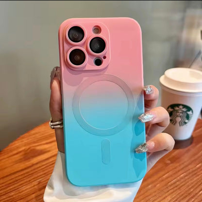 iPhone 14 Pro Max Silicone Case – Colorful Gradient, MagSafe Compatible