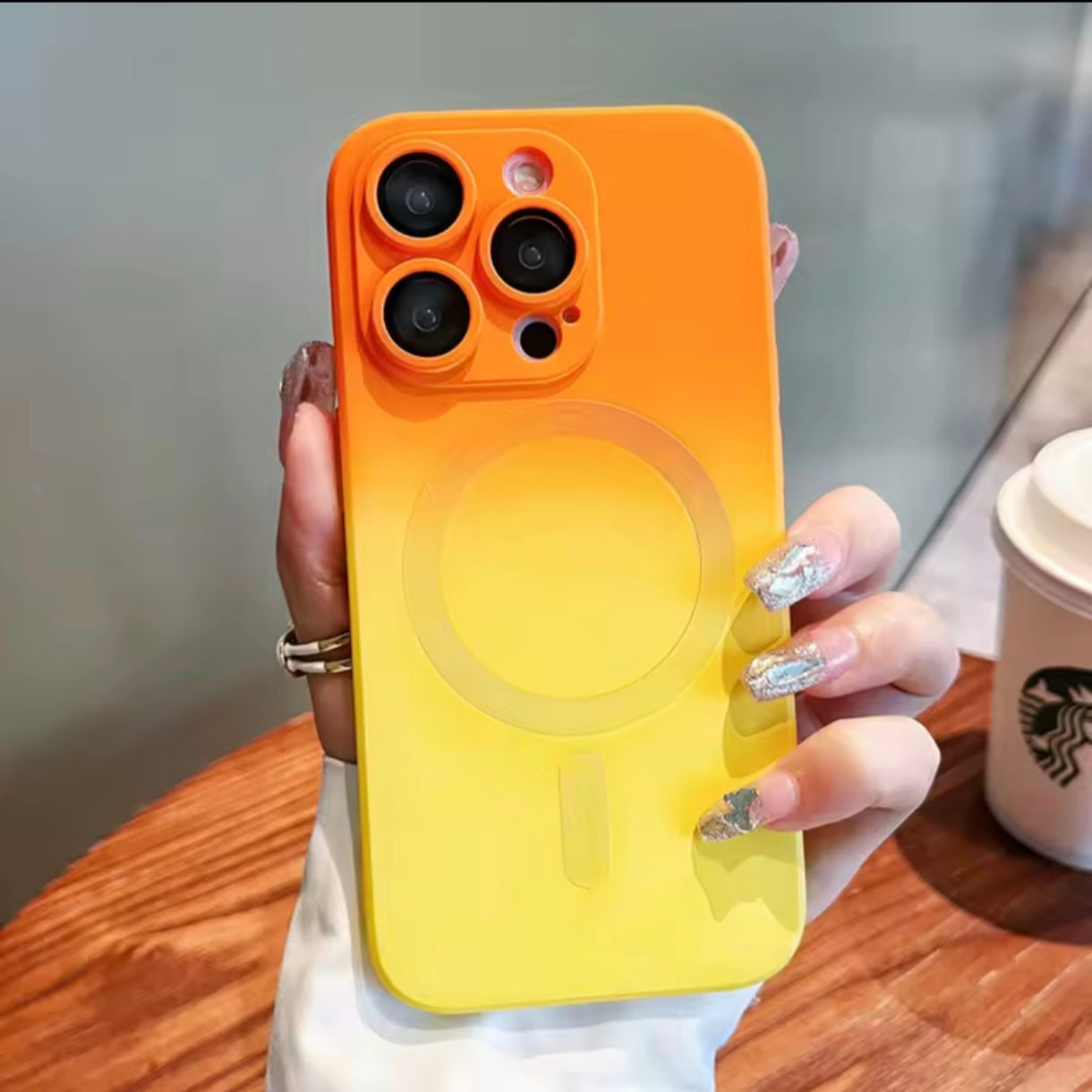 iPhone 14 Pro Max Silicone Case – Colorful Gradient, MagSafe Compatible
