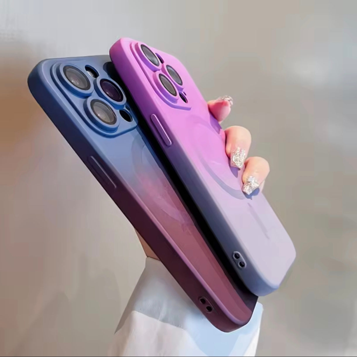 iPhone 14 Pro Max Silicone Case – Colorful Gradient, MagSafe Compatible