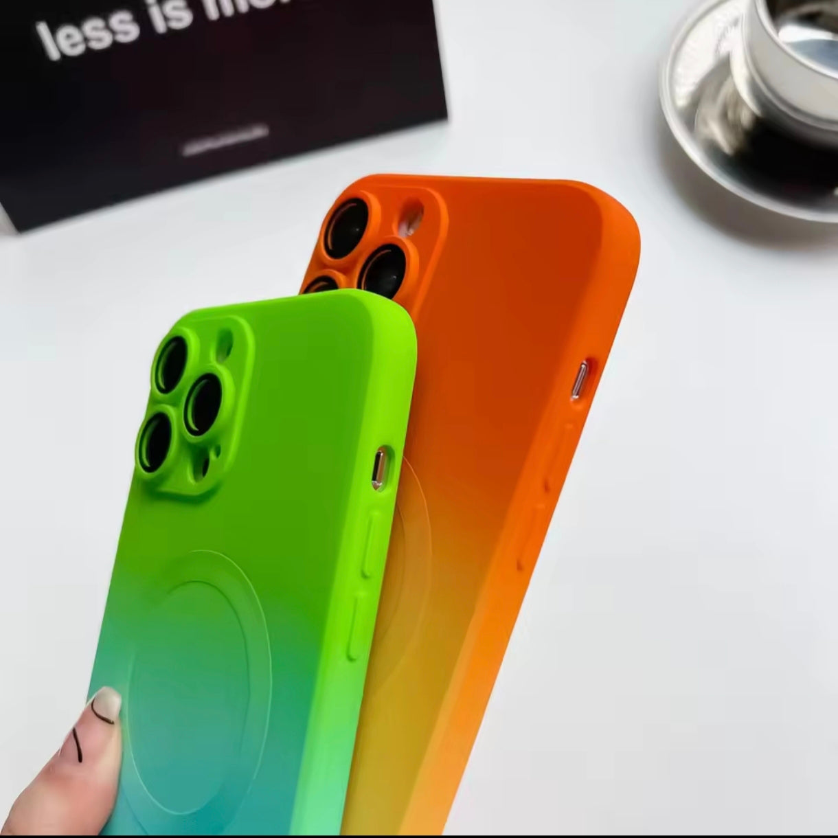 iPhone 14 Pro Max Silicone Case – Colorful Gradient, MagSafe Compatible