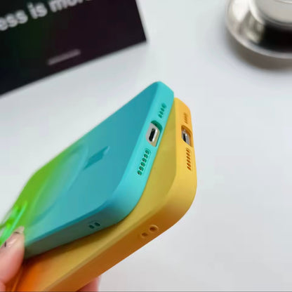 iPhone 14 Pro Max Silicone Case – Colorful Gradient, MagSafe Compatible