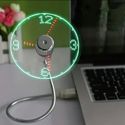USB Clock Fan 2-Pack – LED Time Display Portable Cooling Fan