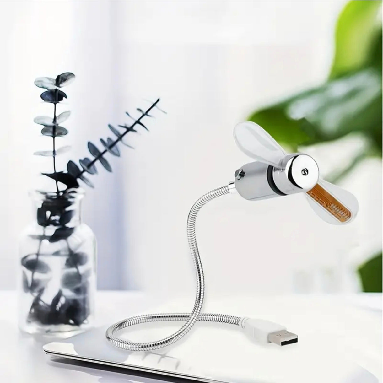 USB Clock Fan 2-Pack – LED Time Display Portable Cooling Fan
