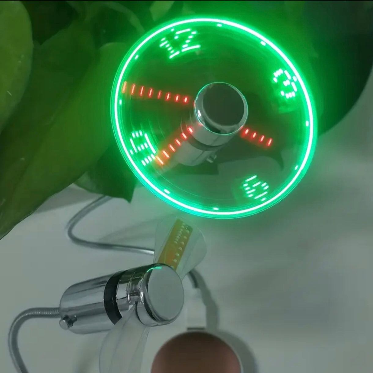 USB Clock Fan 2-Pack – LED Time Display Portable Cooling Fan