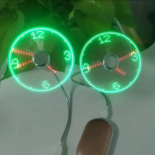 USB Clock Fan 2-Pack – LED Time Display Portable Cooling Fan