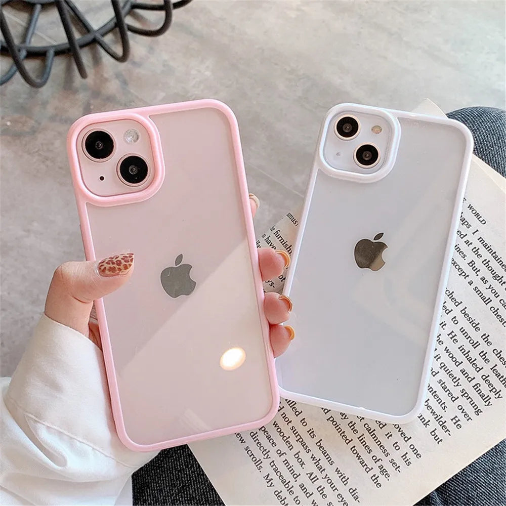 Transparent silicone iPhone case shockproof for iPhone 12-16 Pro Max